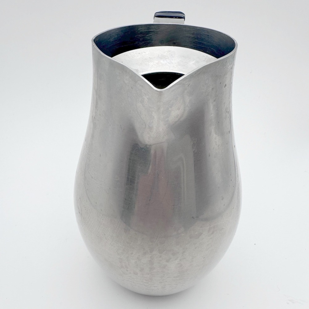 Reed & Barton Water Pitcher Silver MCM Stainless Steel Wrapped Handle Ice Lip